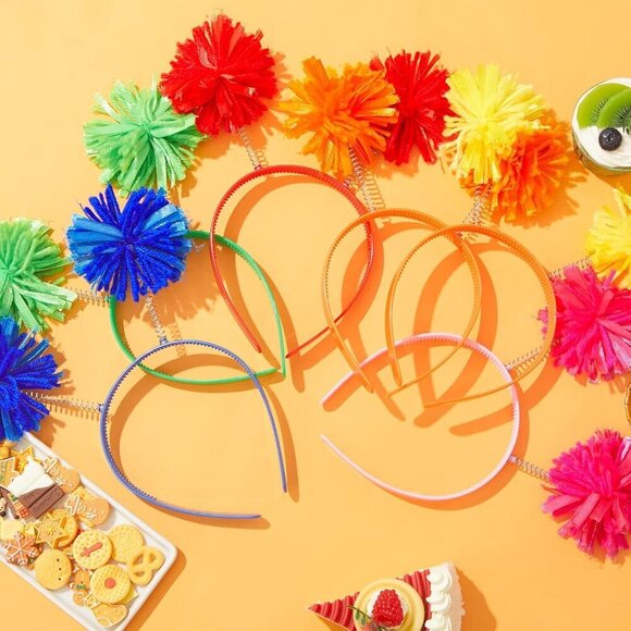 Headband Head Bopper with Pom Poms 12 Pcs Mixed Color Costume Accessories main image 4